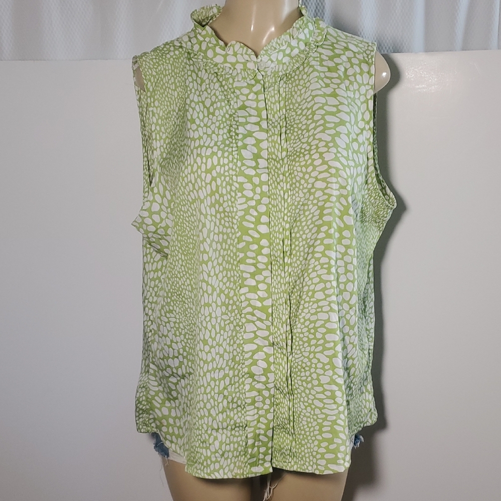 Jennifer and Grace Green Sleeveless Button Down Blouse Size 2X